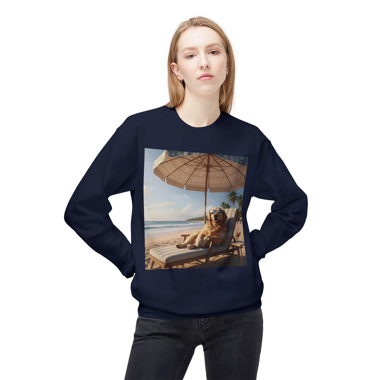 Beach Vibes Dog Graphic Unisex Crewneck Sweatshirt
