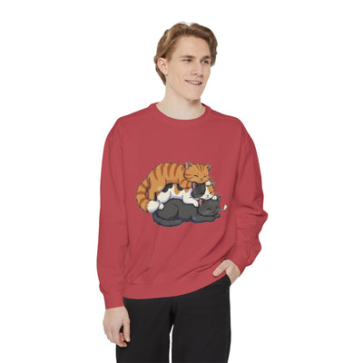 3 Cute Sleeping Cats style 6 Cozy Graphic Unisex Crewneck Sweatshirt