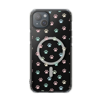 Cute Cat Paw Print Magnetic Clear Case for Pet Lovers