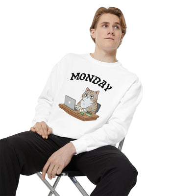 Monday Face Cat Stares Blankly Unisex Crewneck Sweatshirt style 4