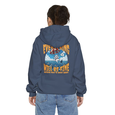 Everything Will Be Fine - Cartoon Cat Graphic Unisex Pullover Hoodie