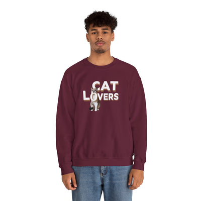 cat lovers cute kitten sweatshirt featuring a model wearing a cozy crewneck with cat graphics.