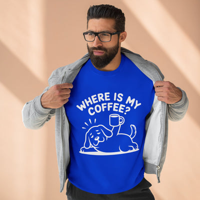 "Where is my coffee?" Dog Outline style 2 Unisex Crewneck Sweatshirt