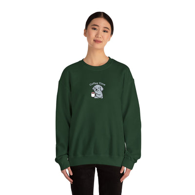 Coffee Time Dog Embroidered style 2 Unisex Crewneck Sweatshirt