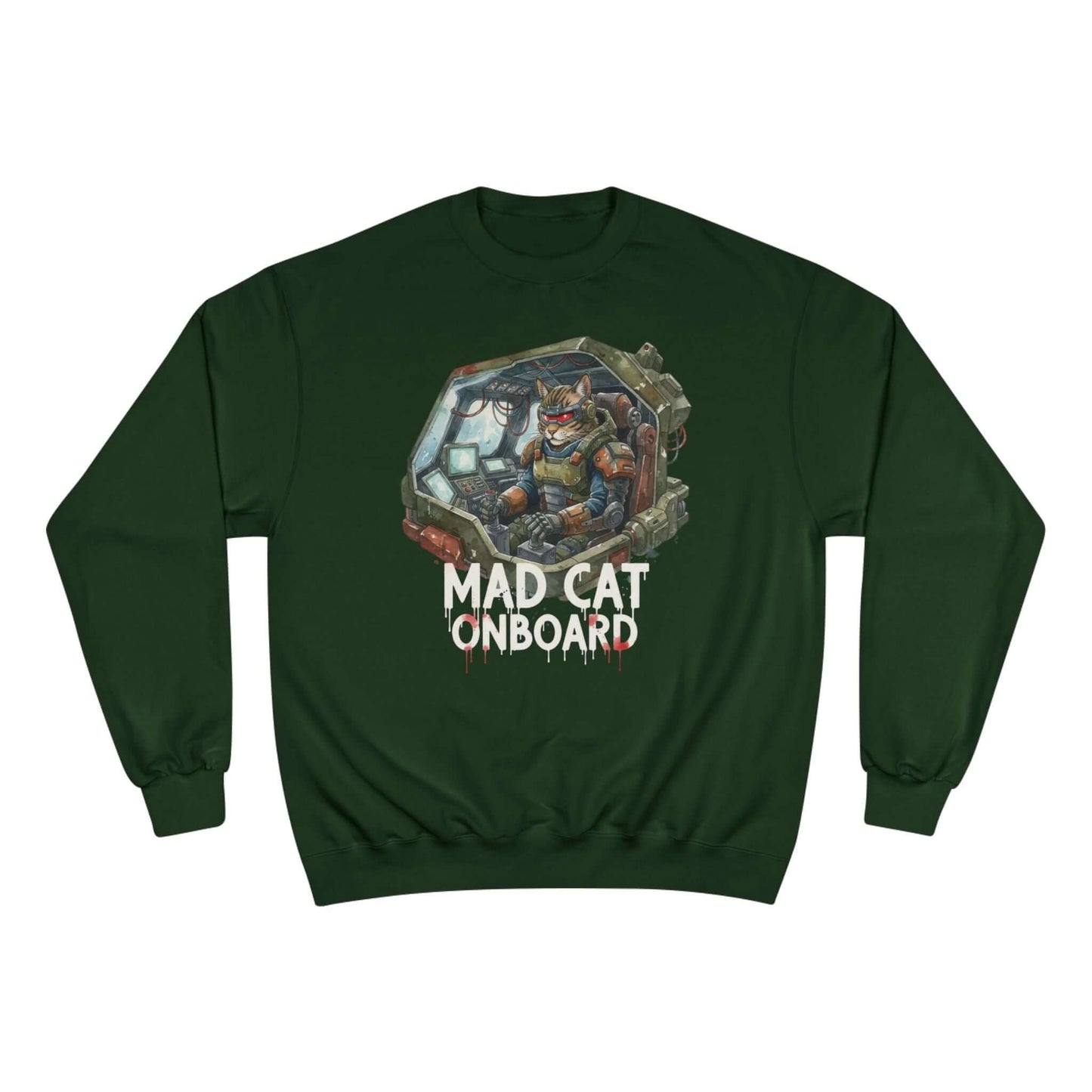 Mad Cat Onboard Graphic Champion Crewneck Sweatshirt style 1