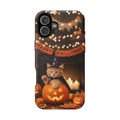 Halloween cute kitten photo style 4 Magnetic Phone Case, Cat Lover Gift, Impact-Resistant iPhone Case, Funny Pet Accessory, Unique Animal Design