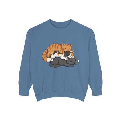 3 Cute Sleeping Cats Cozy Graphic Unisex Crewneck Sweatshirt style 6