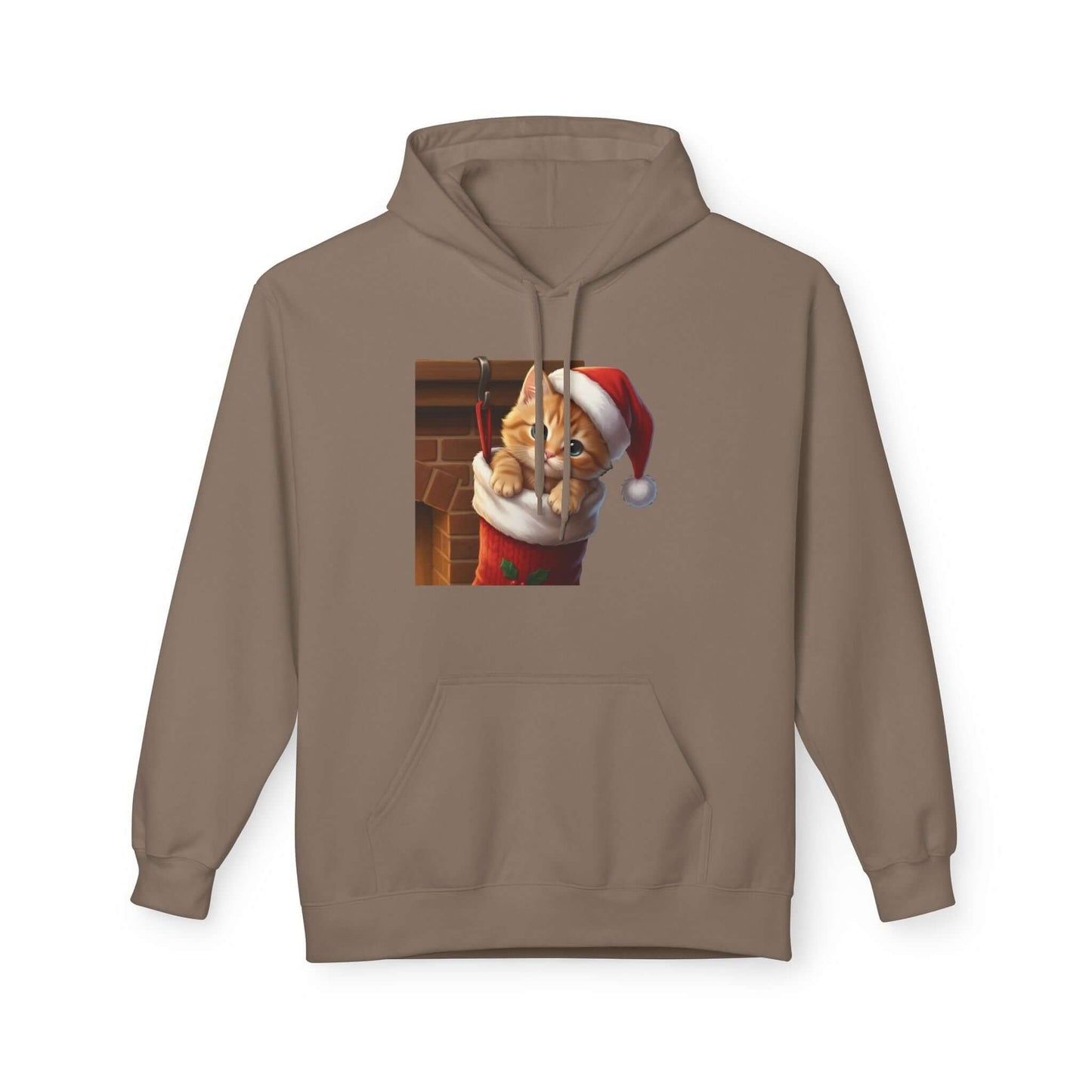 Kitten hiding in Christmas stocking Unisex Fleece Hoodie style 4