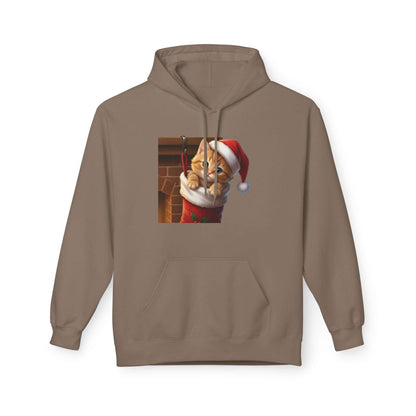 Kitten hiding in Christmas stocking Unisex Fleece Hoodie style 4