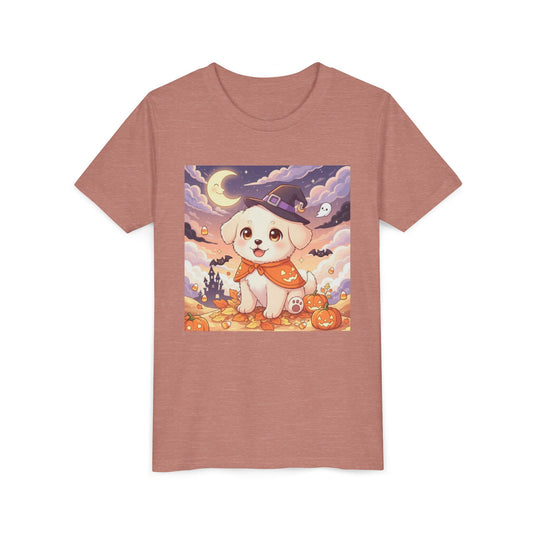 Halloween cute puppy anime style 2 Youth Tee, Short Sleeve T-Shirt, Kids Halloween Apparel, Cute Dog Tee, Fall Outfit for Children