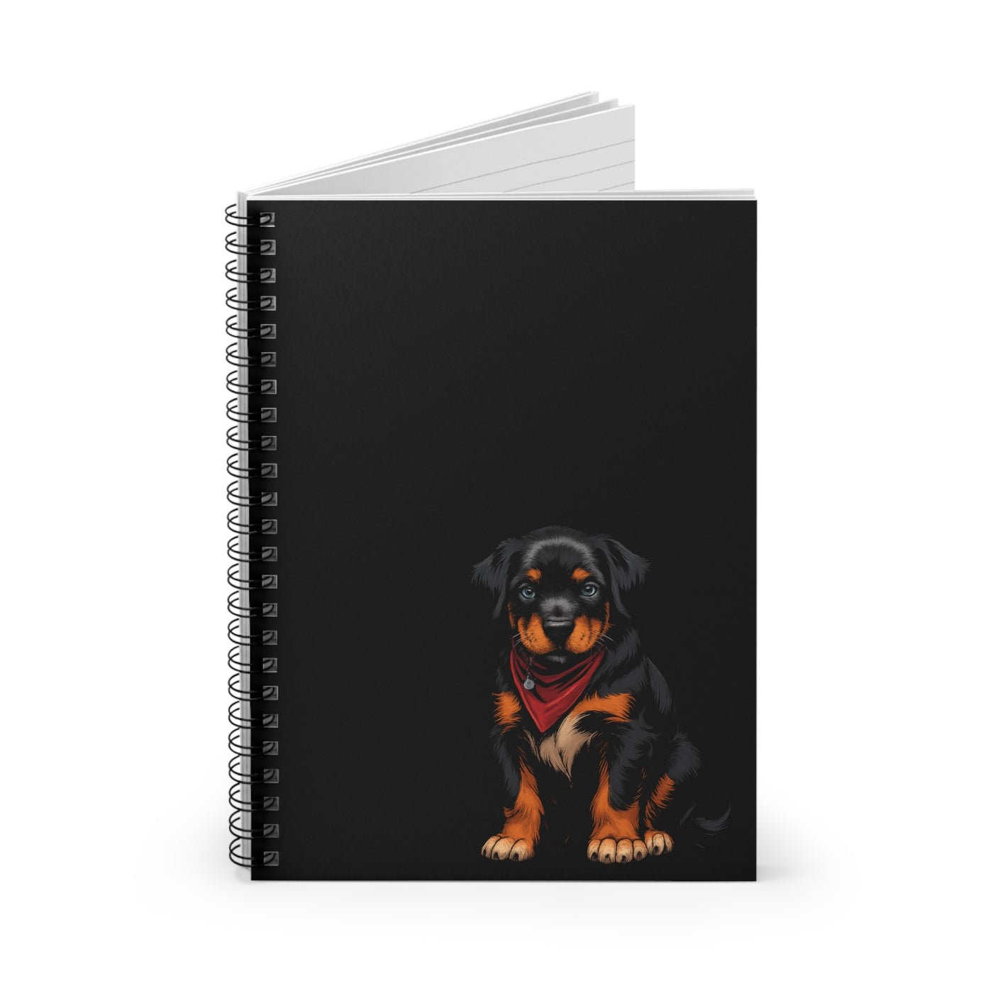 Rottweiler Spiral Notebook (Black) - Cute Dog Design, Pet Lover Journal, School Supplies, Gift for Dog Owners, Cute Stationery