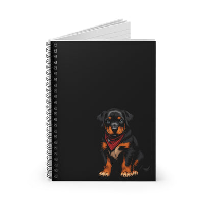 Rottweiler Spiral Notebook (Black) - Cute Dog Design, Pet Lover Journal, School Supplies, Gift for Dog Owners, Cute Stationery