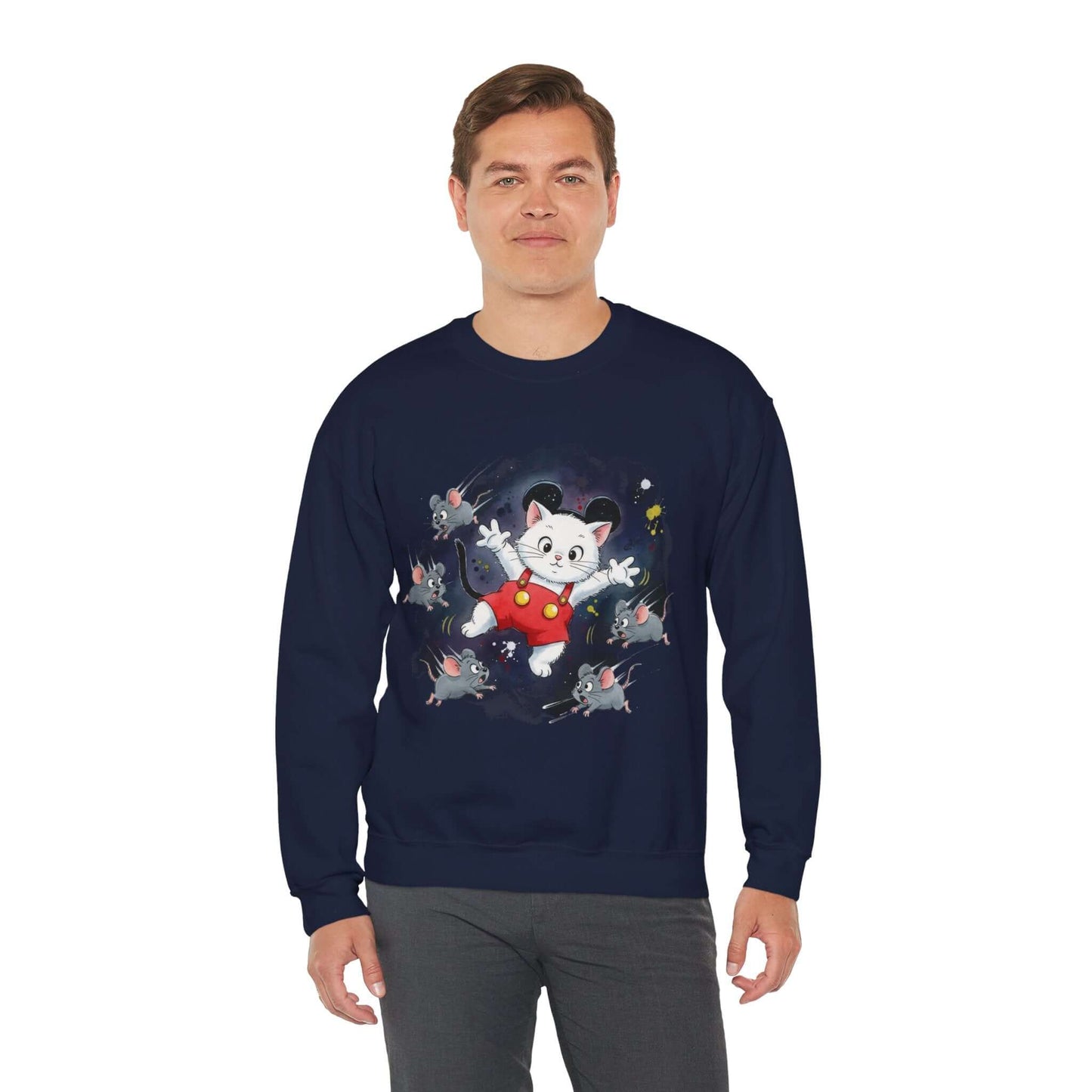 Watercolor Cat painting Unisex Crewneck Sweatshirt style 2