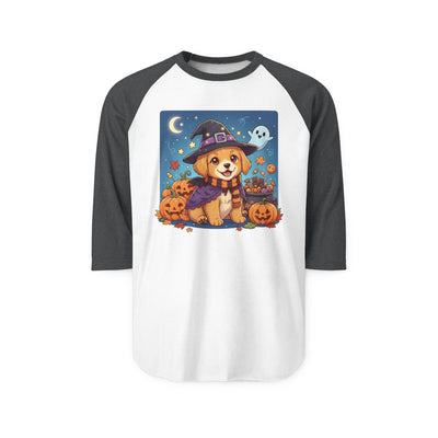 Halloween cute puppy anime style 6 Raglan Shirt, Cute Pet Shirt, Fall Apparel, Unisex Halloween Outfit, Gift for Dog Lovers, Spooky Season Tee