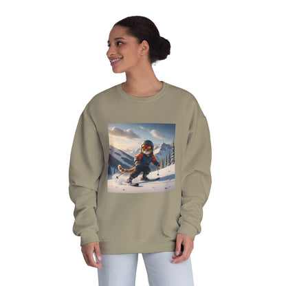 Skiing Cat Graphic Unisex NuBlend Crewneck Sweatshirt