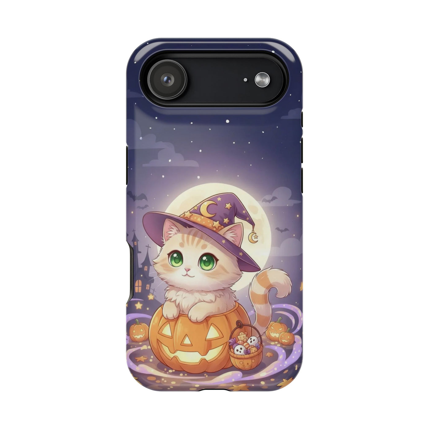 Halloween cute kitten anime style 4 Magnetic Phone Case, Cat Lover Gift, Impact-Resistant iPhone Case, Funny Pet Accessory, Unique Animal Design