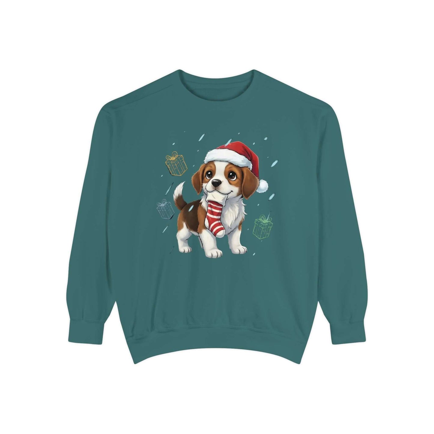Puppy wait for Christmas presents Unisex Crewneck Sweatshirt style 6
