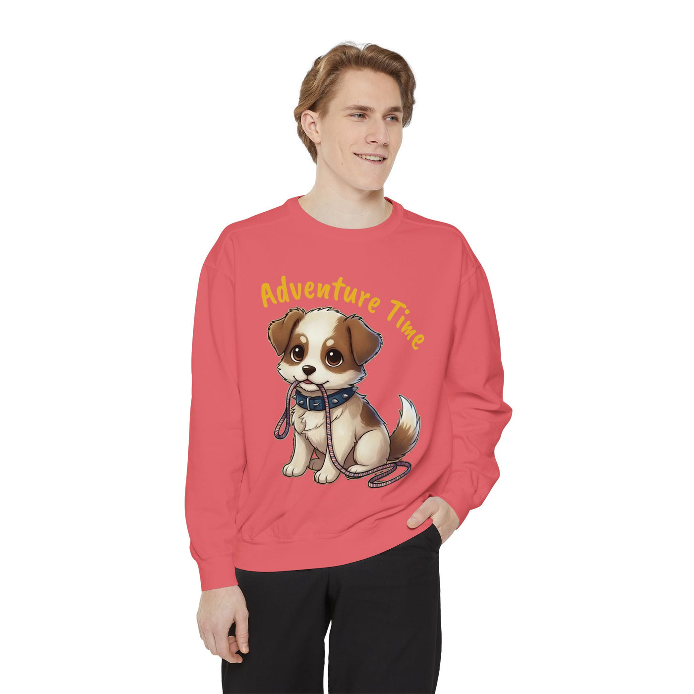 Cute Dog Walk Time style 4 Cozy Graphic Unisex Crewneck Sweatshirt