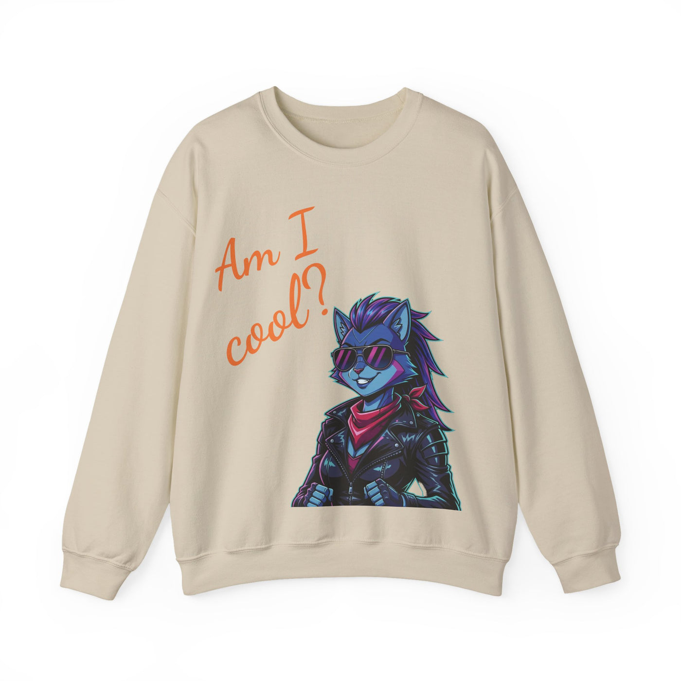 Cool Cat style 2 Unisex Crewneck Sweatshirt | Cozy Gift for Cat Lovers, Casual Wear, Unique Graphic Sweatshirt, Birthday Gift, Everyday Style