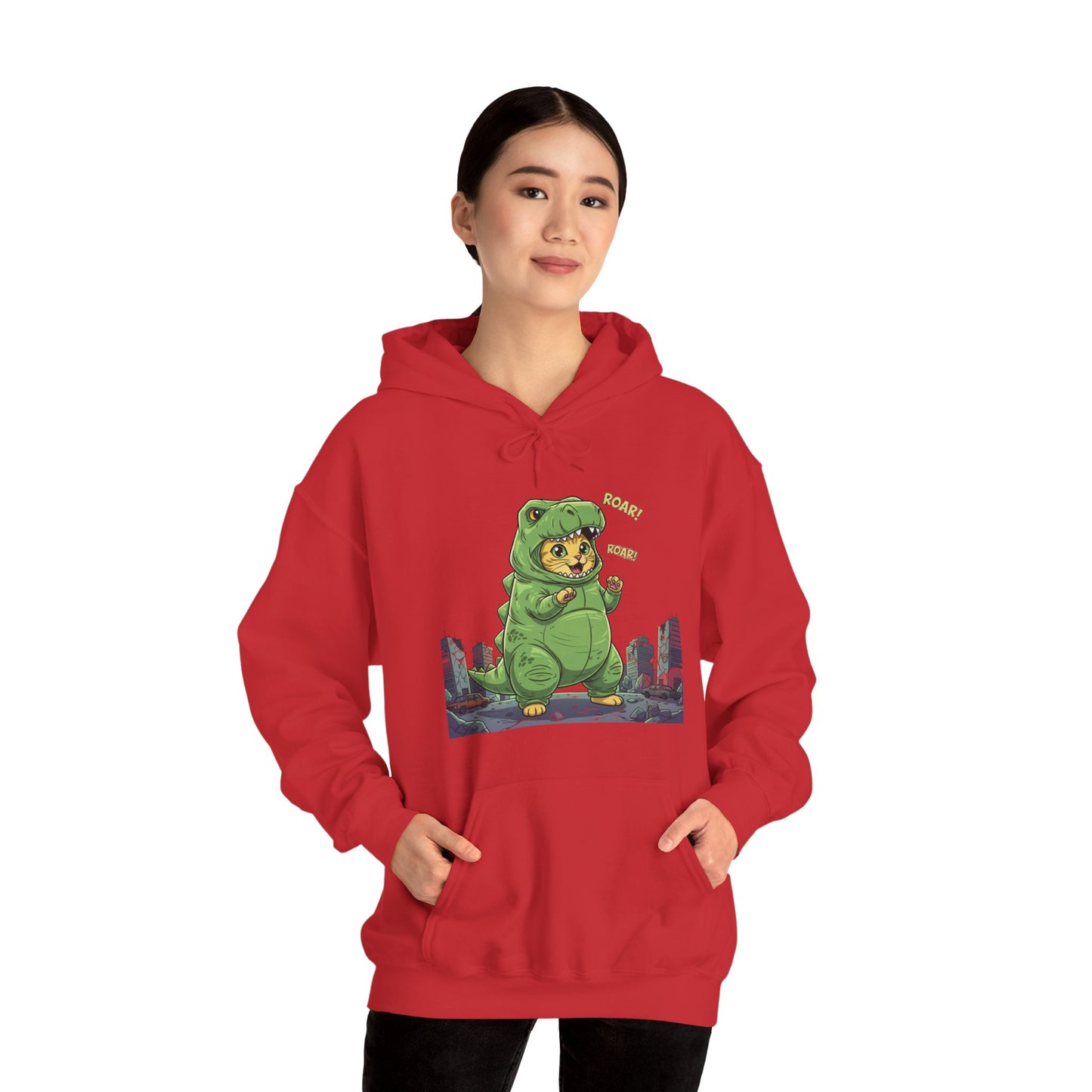 Cat cosplay Godzilla Funny Design Unisex Hoodie style 2