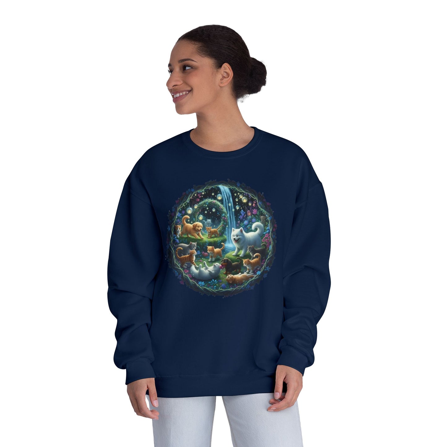 Cats & Dogs Happy Garden Unisex NuBlend Crewneck Sweatshirt style2