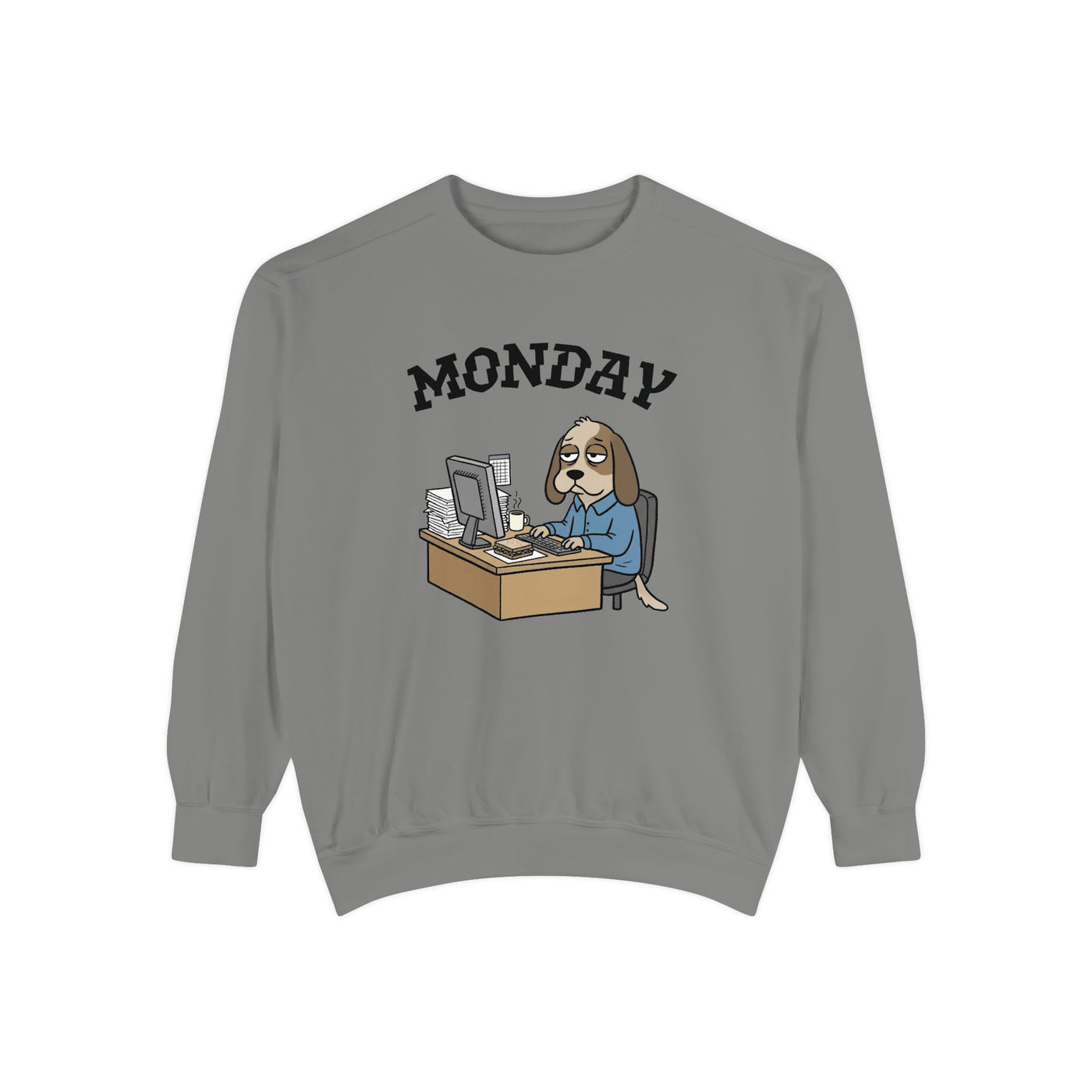 Monday Face Dog Stares Blankly Unisex Crewneck Sweatshirt style 4