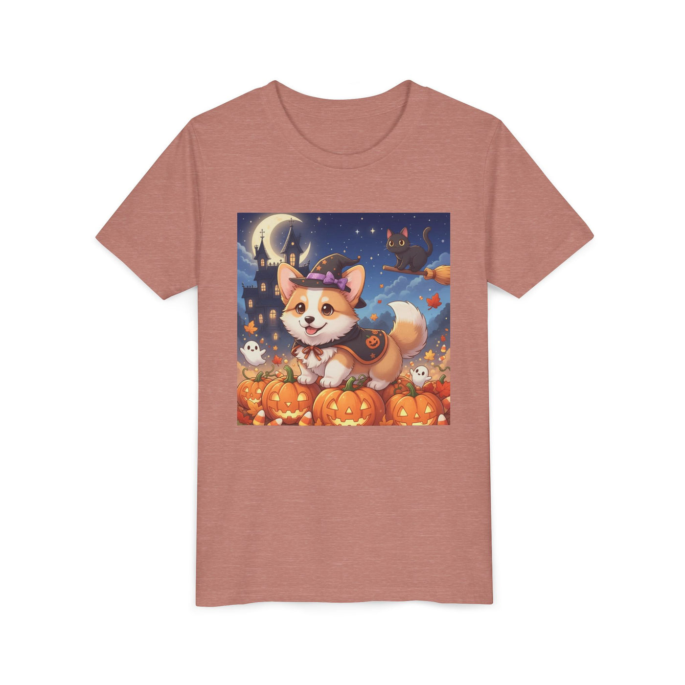 Halloween cute puppy anime style 4 Youth Tee, Short Sleeve T-Shirt, Kids Halloween Apparel, Cute Dog Tee, Fall Outfit for Children