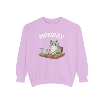 Monday Face Cat Stares Blankly Unisex Crewneck Sweatshirt style 4