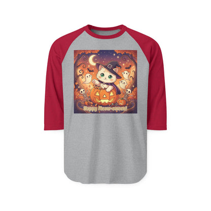Halloween Cute Kitten Anime Unisex Raglan Shirt style 6