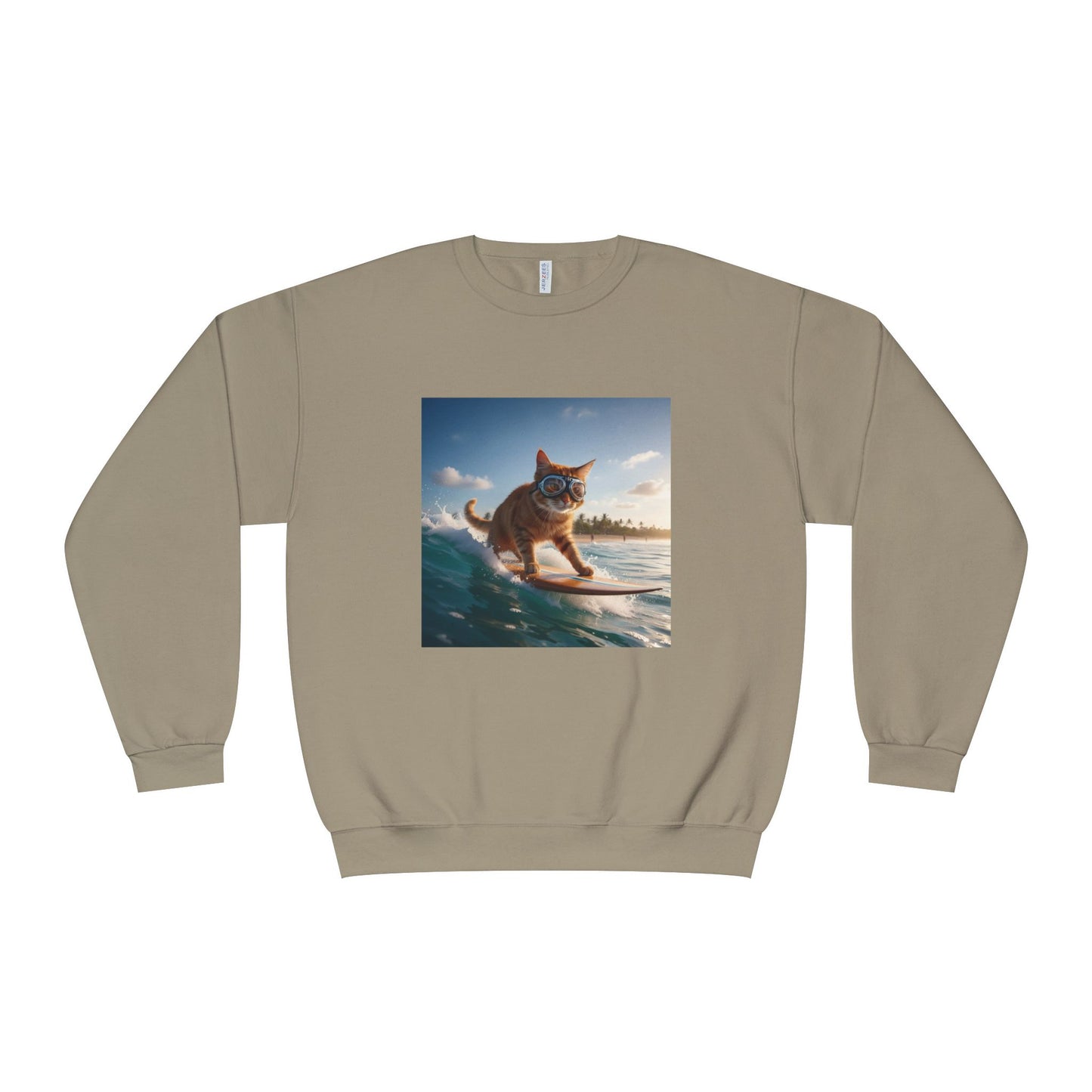 Surfing Cat Unisex NuBlend Crewneck Sweatshirt style 1