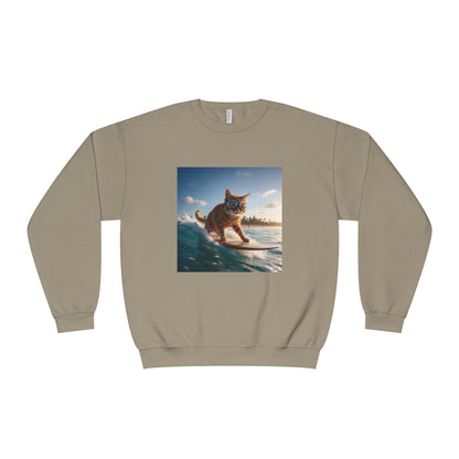 Surfing Cat Unisex NuBlend Crewneck Sweatshirt style 1