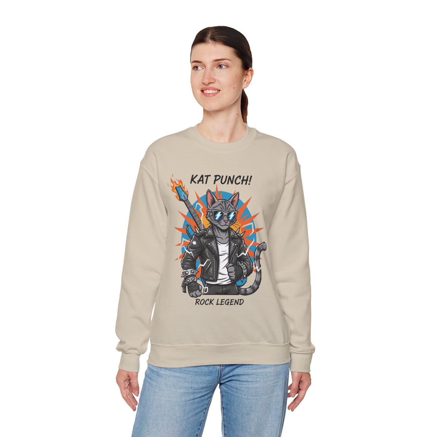 Cool Cat style 1 Unisex Crewneck Sweatshirt | Cozy Gift for Cat Lovers, Casual Wear, Unique Graphic Sweatshirt, Birthday Gift, Everyday Style