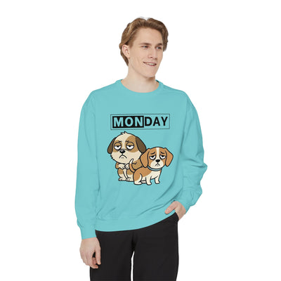 Monday Face Dog Stares Blankly Unisex Crewneck Sweatshirt style 1