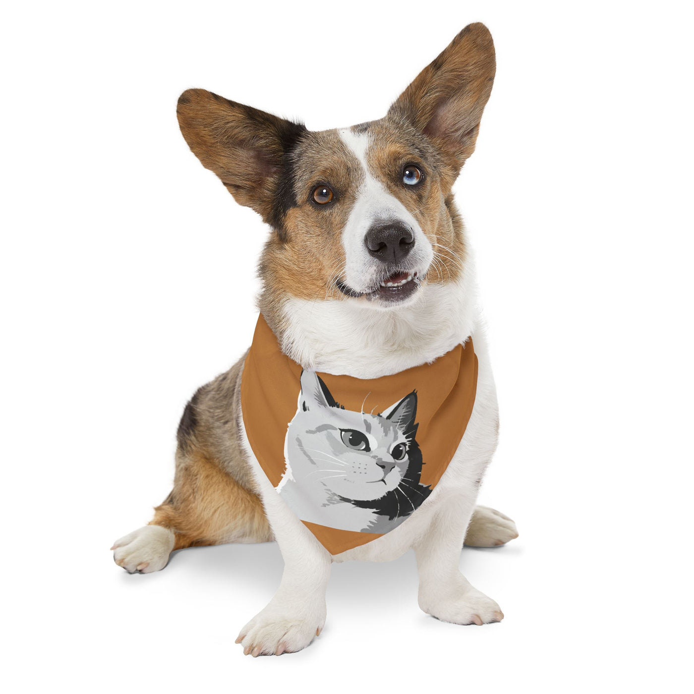 Brown Cat head Bandana Collar for Cats and Dogs, Cute Pet Accessory, Cat Fashion, Cat Gift, Playful Pet Gear