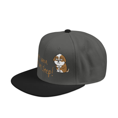 I just wanna get some sleep Embroidered Cute Puppy Snapback Hat