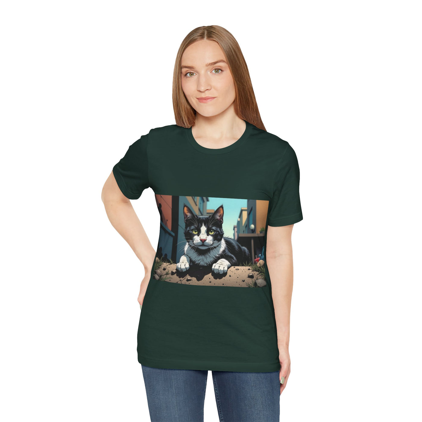 Cool Cat Graphic Tee style 1 - Unisex Jersey Short Sleeve Tee, Cat Lover Gift, Cute Cat T-Shirt, Casual Wear, Pet Owner Apparel
