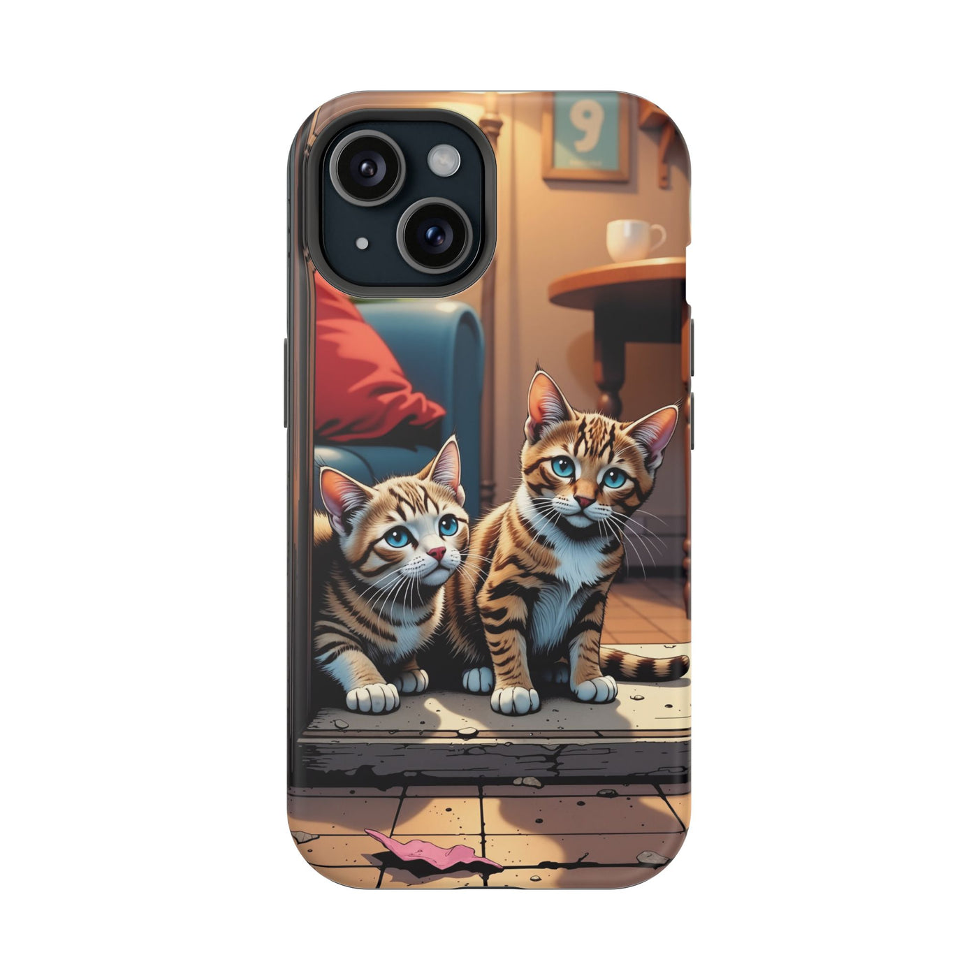 Cute Cats Magnetic Phone Case comic style 1, Cat Lover Gift, Impact-Resistant iPhone Case, Funny Pet Accessory, Unique Animal Design