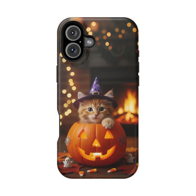 Halloween cute kitten photo style 3 Magnetic Phone Case, Cat Lover Gift, Impact-Resistant iPhone Case, Funny Pet Accessory, Unique Animal Design