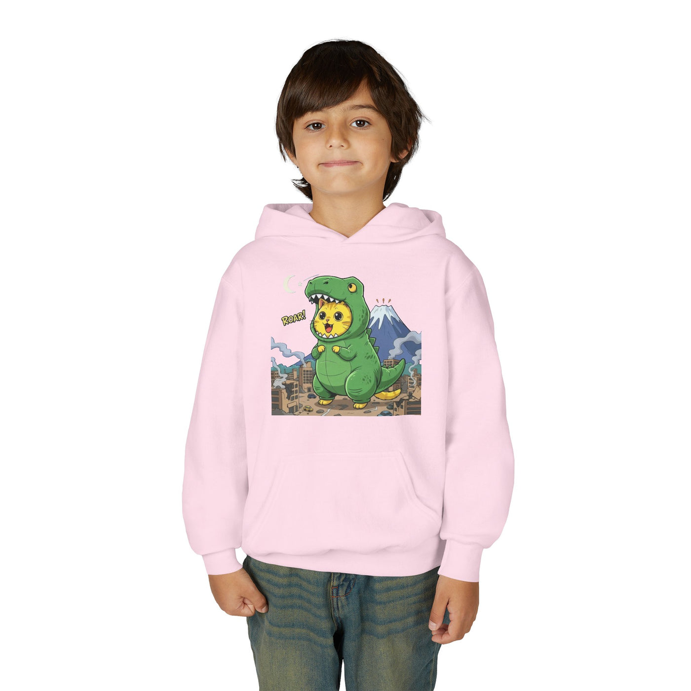 Cat cosplay Godzilla style 1 Unisex Kids Hoodie - Fun & Cozy Heavy Blend Sweatshirt with Cute Design