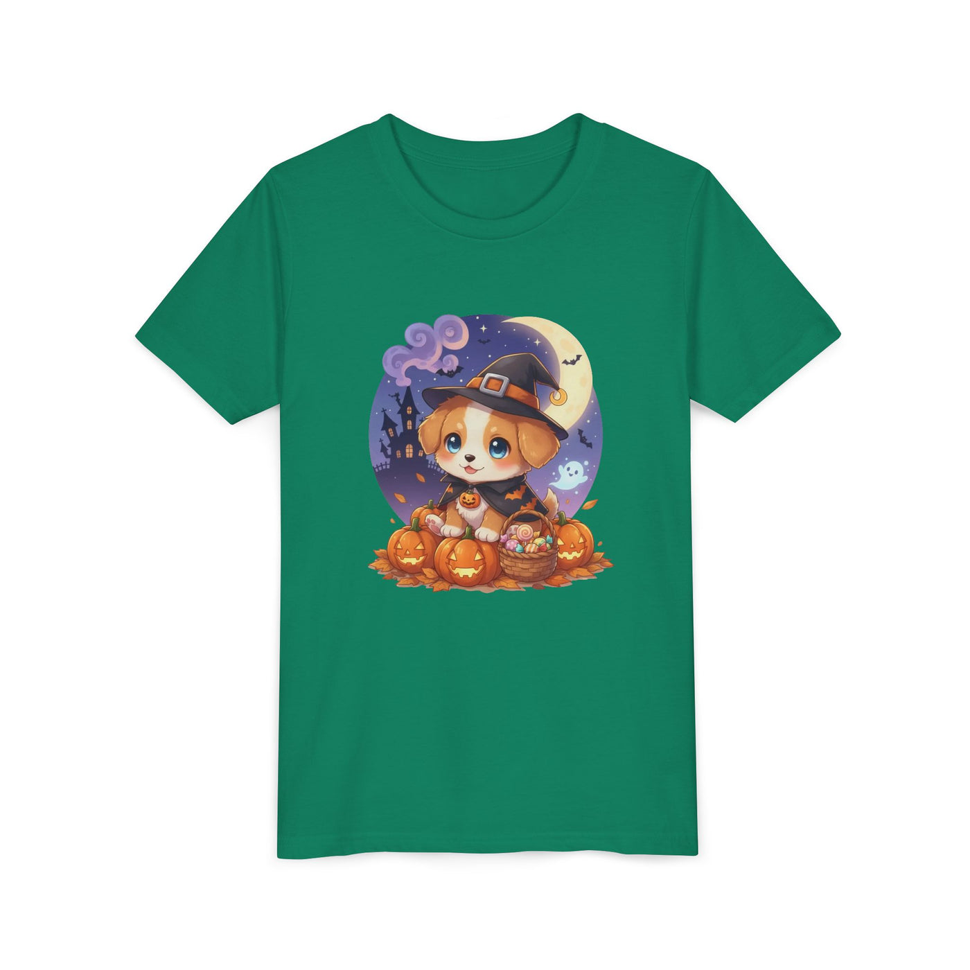 Halloween cute puppy anime style 5 Youth Tee, Short Sleeve T-Shirt, Kids Halloween Apparel, Cute Dog Tee, Fall Outfit for Children
