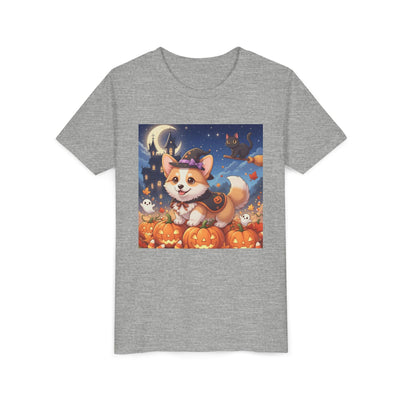 Halloween cute puppy anime style 4 Youth Tee, Short Sleeve T-Shirt, Kids Halloween Apparel, Cute Dog Tee, Fall Outfit for Children
