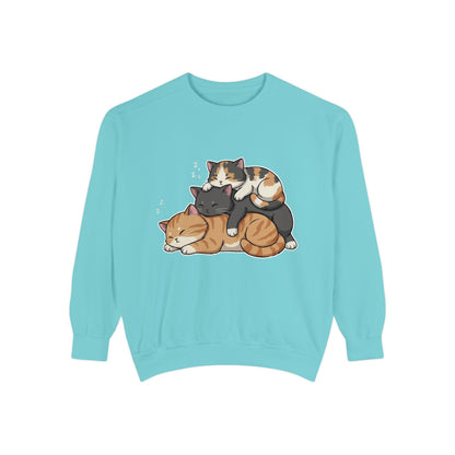 3 Cute Sleeping Cats Cozy Graphic Unisex Crewneck Sweatshirt style 7