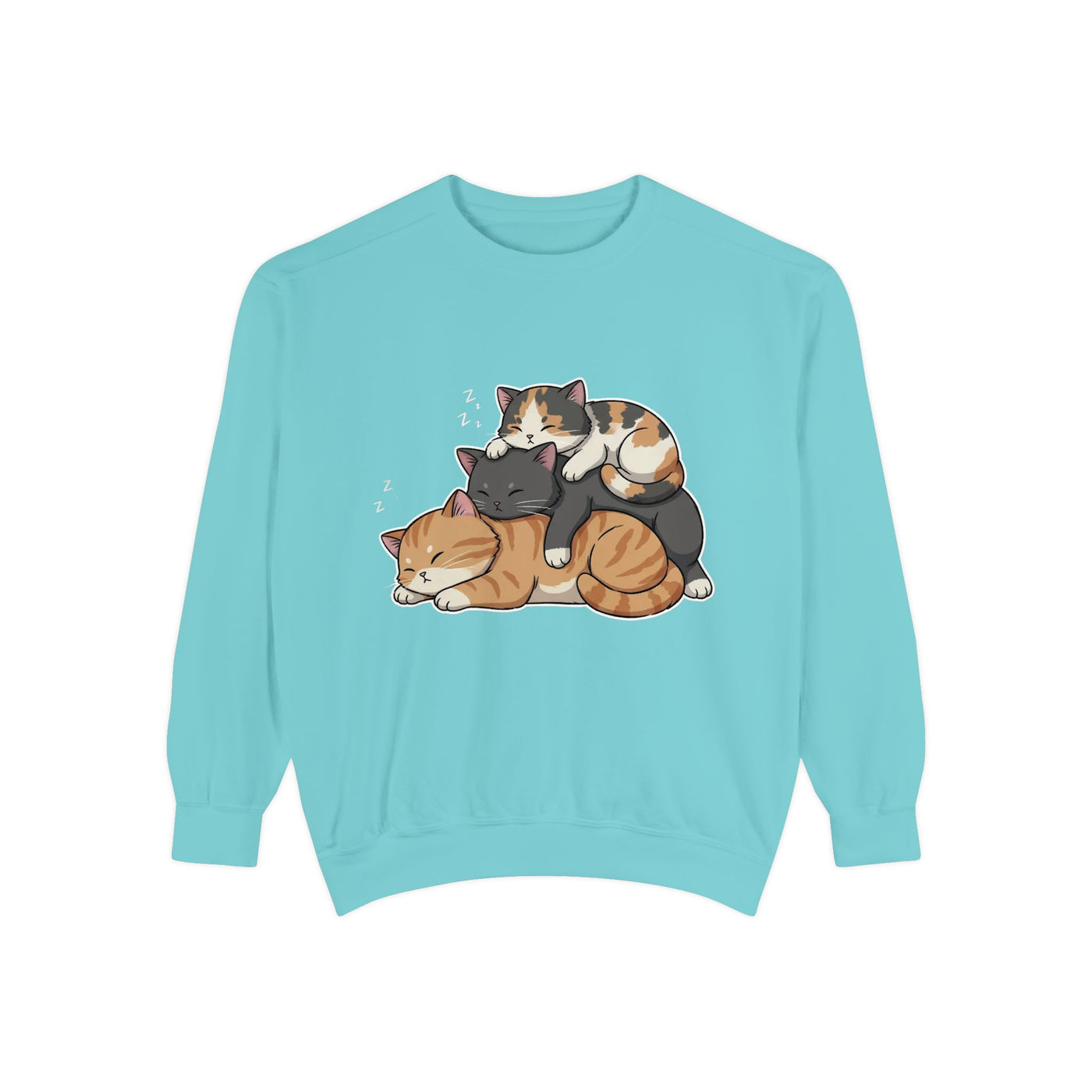 3 Cute Sleeping Cats style 7 Cozy Graphic Unisex Crewneck Sweatshirt