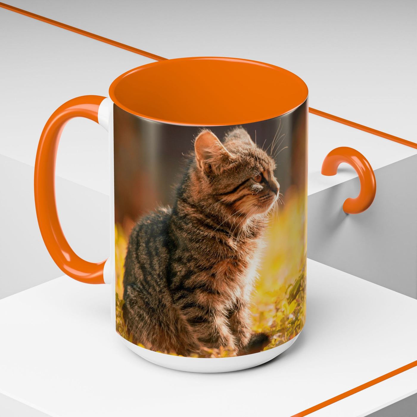 Golden Autumn Cat Coffee Mug - Cute Cat Mug, Nature Lover Gift, Cozy Kitchen Decor, Fall Drinkware, Cat Lover Gift
