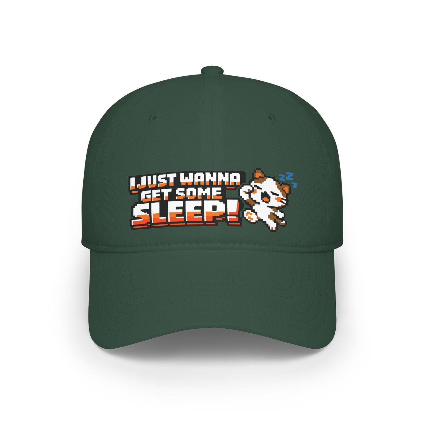I Just Wanna Get Some Sleep Pixel Cat Low Profile Cap Hat