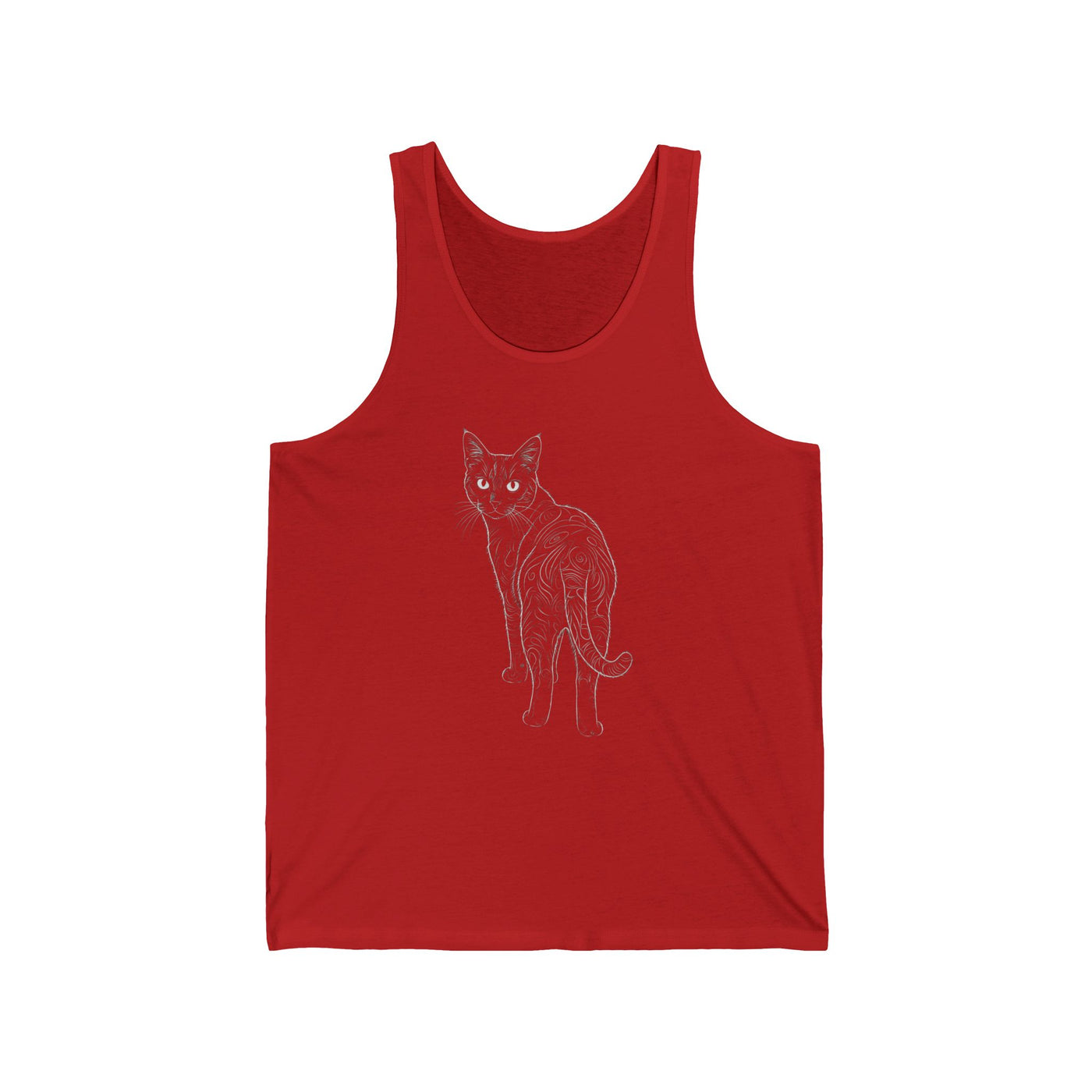 Cat Sketch Unisex Jersey Tanktop - Lightweight Fashion for Animal Lovers