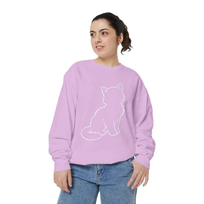 Sitting Cat Shadow Cozy Graphic Unisex Crewneck Sweatshirt style 1