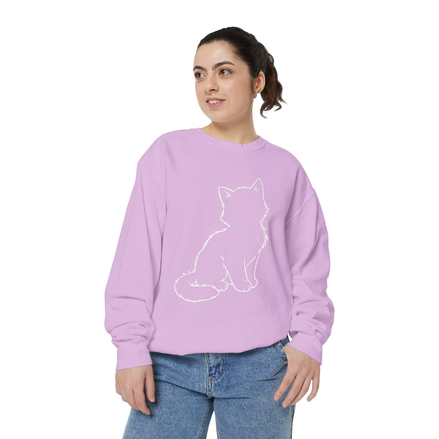Sitting Cat Shadow style 1 Cozy Graphic Unisex Crewneck Sweatshirt