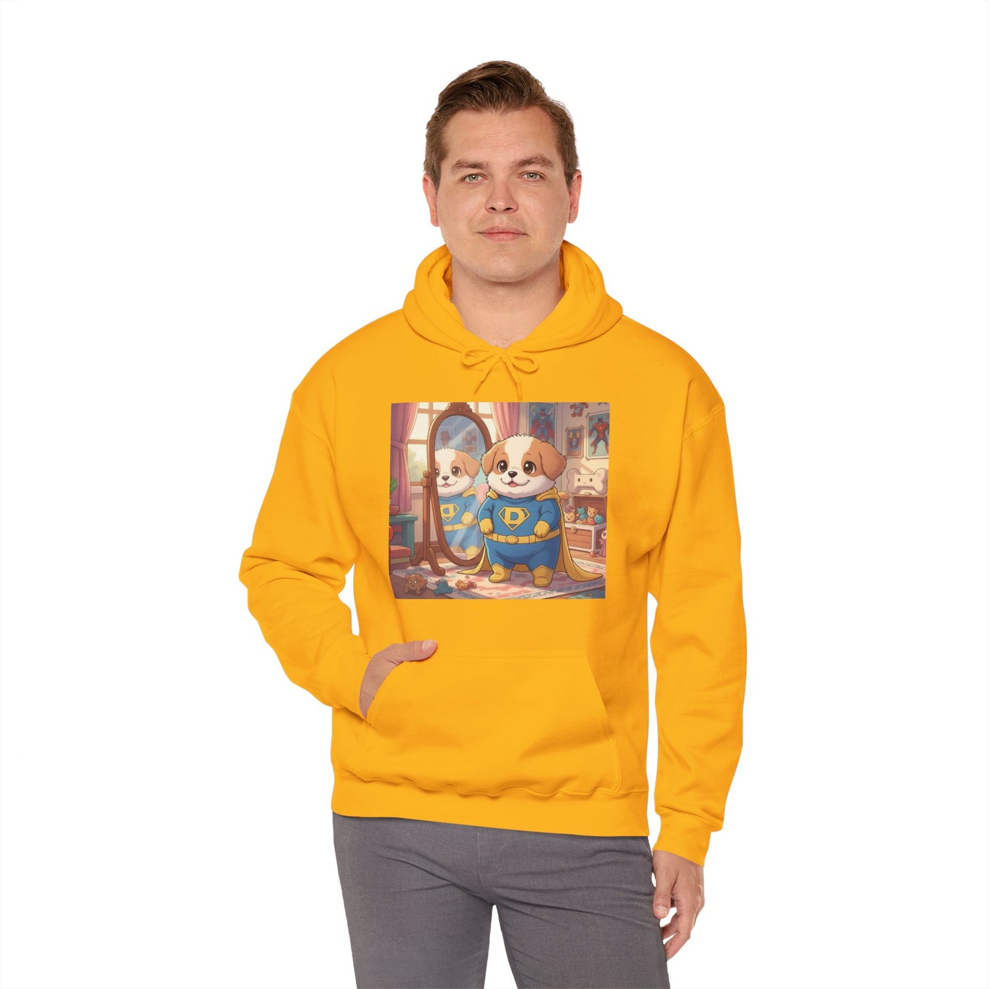 Dog cosplay Superman Funny Design Unisex Hoodie style 2