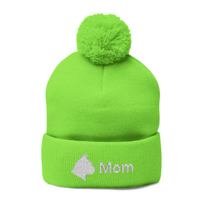 Embroidered Cat Mom Pom-Pom Knit Cap